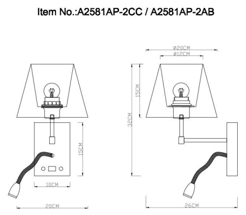 Бра Arte Lamp Elba A2581AP-2AB фото 7