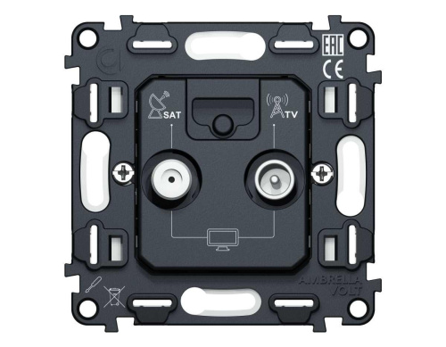Механизм розетки TV оконечной + SAT 5-862MHz 3.5dB/950-2150MHz 3.5dB AMBRELLA VOLT VM VM217
