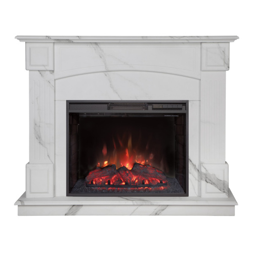 Каминокомплект CAROLINA/БОСТОН Мрамор белый с очагом Электроочаг SPARTA 25.5