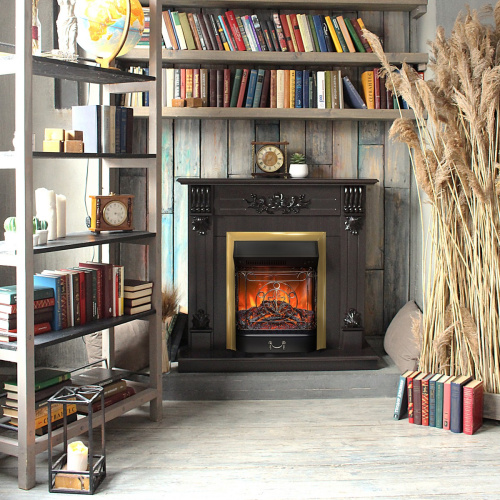 Электрокамин RealFlame Ottawa DN венге премиум с очагом Majestic Lux Brass фото 9