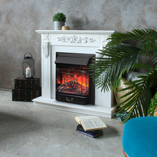 Электрокамин RealFlame Dominica DN белый матовый с очагом Majestic Lux Black RC фото 8