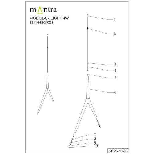Подвесной модульный светильник без основания Mantra Arrecife 9229 фото 7
