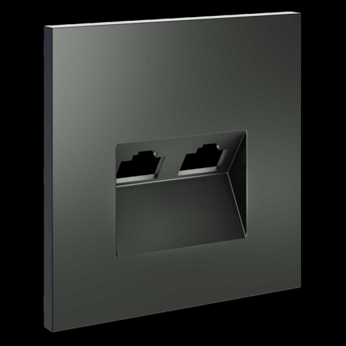 Накладка для розетки компьютерной двойной RJ45+RJ45 кат.6, S70 (титан) Voltum VLS001406