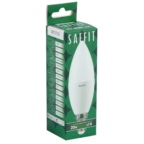 Лампа светодиодная SAFFIT SBC3720 Свеча E14 20W 230V 4000K фото 4