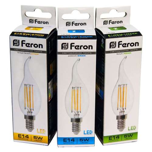 Лампа светодиодная Feron LB-59 Свеча на ветру E14 5W 230V 2700K фото 2