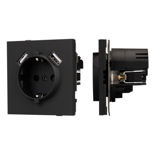 Механизм розетки с USB зарядкой SCT-TENDO-MUAA-SFPL-BK (230V, 16A) Arlight 054603