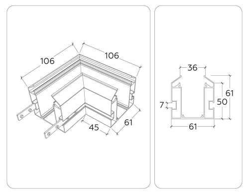Коннектор L-образный встраиваемый Ambrella Light Track System Magnetic 220V GL1043 фото 2