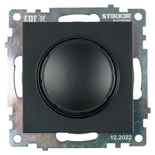 Выключатель диммирующий (механизм), STEKKER GLS10-7106-05, 250V, 500W, серия Катрин, черный