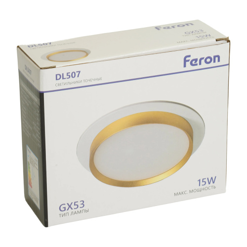 Светильник встраиваемый Feron DL507 потолочный GX53 белый + золото круг фото 5
