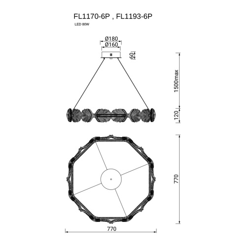 Люстра подвесная Pianta FL1170-6P фото 2