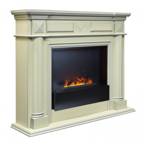 Каминокомплект WAGNER/ВАГНЕР Айс кашемир с серебряной патиной с очагом Электроочаг CASSETTE/КАССЕТА 630 С ДРОВАМИ фото 3