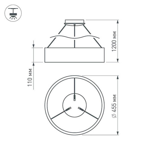 Подвесной светодиодный светильник Arlight SP-Tor-Ring-Hang-R460-33W Warm3000 023393(1) фото 5