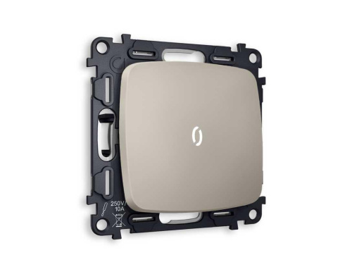 Комплект механизма 1-кл выключателя AMBRELLA VOLT с подсветкой 5600K OMEGA Серо-бежевый матовый QUANT (OP3620, VM101, G14W) MO362015