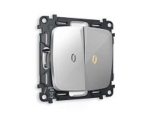Комплект механизма 2-кл выключателя AMBRELLA VOLT с подсветкой 3200K OMEGA Серебро глянец QUANT (OP4040, VM115, G11Y) MO404010