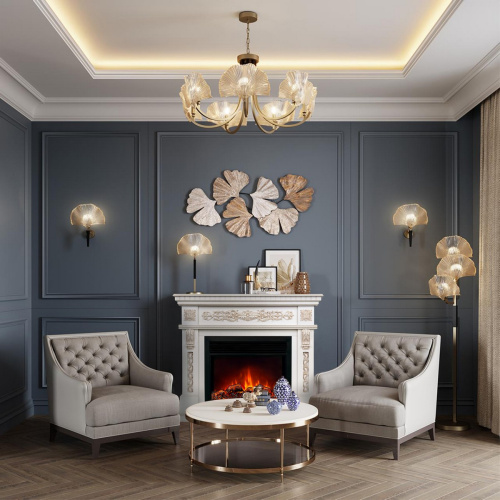 Каминокомплект ESTELLA/ЭЛЛИ Белый дуб с золотой патиной с очагом Электроочаг MOONBLAZE LUX/МУНБЛЕЙЗ фото 8