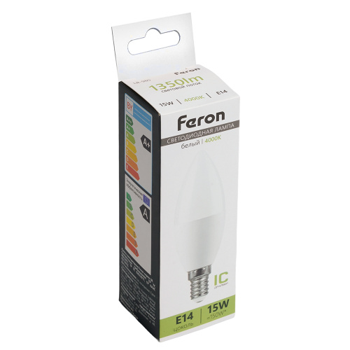 Лампа светодиодная Feron LB-980 Свеча E14 15W 175-265V 4000K фото 4