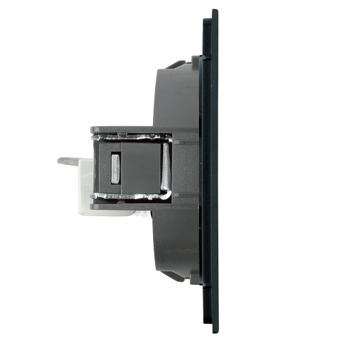 Розетка компьютерная 1-местная RJ-45 (механизм), STEKKER, серия Мия, RST00-3117-05, черный бархат фото 3