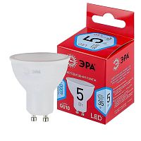 Лампа светодиодная ЭРА GU10 5W 4000K матовая LED MR16-5W-840-GU10 R Б0050689