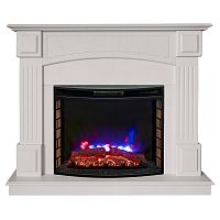 Каминокомплект CAROLINA/БОСТОН Береза белая с очагом Электроочаг QUEEN/КУИН 25.5