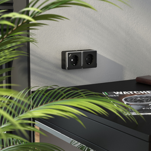 Розетка с заземлением, шторками и USB тип A+C Gallant чёрный хром W5071735 фото 2