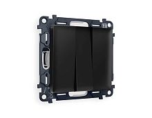 Комплект механизма 3-кл выключателя AMBRELLA VOLT ALFA Черный матовый QUANT (AP8050, VM133) MA805010