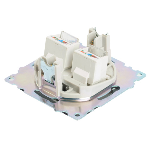 Розетка компьютерная 2-местная RJ-45 (механизм) STEKKER GLS00-7109-06 , серия Катрин, графит фото 4