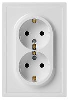 Розетка ЭРА Galaxy 15-2105-01 с заземлением двойная 2X2P+E Schuko со шторками IP20 16А-250В белый Б0070697