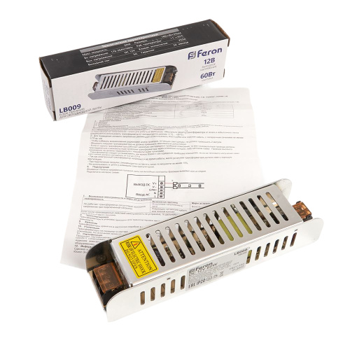 Трансформатор электронный для светодиодной ленты 60W 12V (драйвер), LB009 FERON фото 5