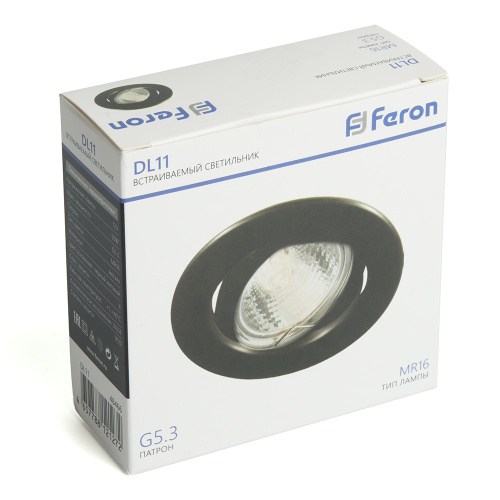 Светильник потолочный встраиваемый Feron DL11 MR16 50W G5.3 чёрный матовый фото 2