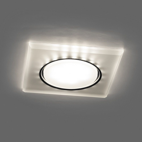 Светильник встраиваемый с белой LED подсветкой Feron CD5022 потолочный GX53 без лампы, белый матовый фото 2