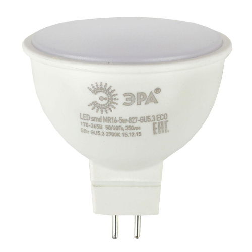 Лампа светодиодная ЭРА GU5.3 5W 4000K матовая LED LED MR16-5W-840-GU5.3 R Б0049639 фото 2