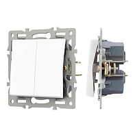 Механизм выключателя двухклавишный проходной SWT-MKP2-PL-WH (250V, 16A) Arlight 043727
