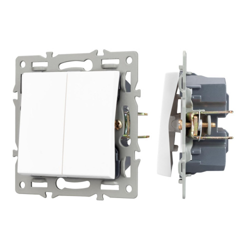 Механизм выключателя двухклавишный проходной SWT-MKP2-PL-WH (250V, 16A) Arlight 043727