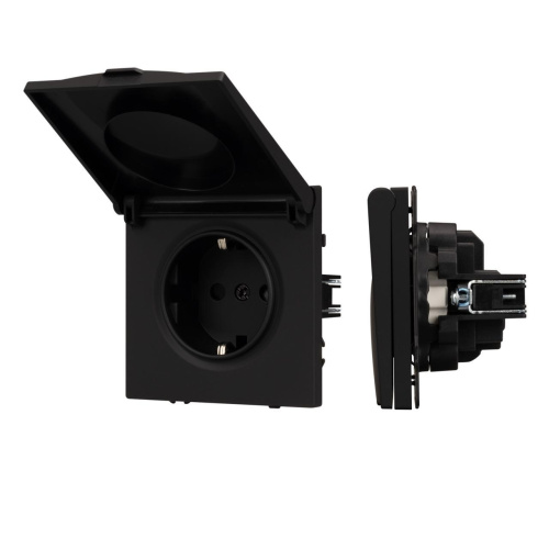 Механизм розетки влагозащищённый SCT-NOBE-MCP-SFPL-BK (230V, 16A) Arlight 054281