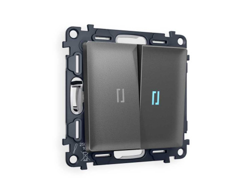 Комплект механизма 2-кл выключателя AMBRELLA VOLT с подсветкой 10000K ALFA Антрацит серый QUANT (AP6540, VM115, G17B) MA654020