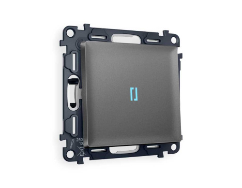 Комплект механизма 1-кл выключателя AMBRELLA VOLT с подсветкой 10000K  ALFA Антрацит серый QUANT (AP6520, VM101, G17B) MA652020