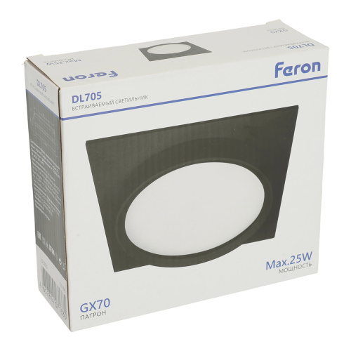 Светильник встраиваемый Feron DL705 потолочный GX70 черный квадрат IP44 фото 8