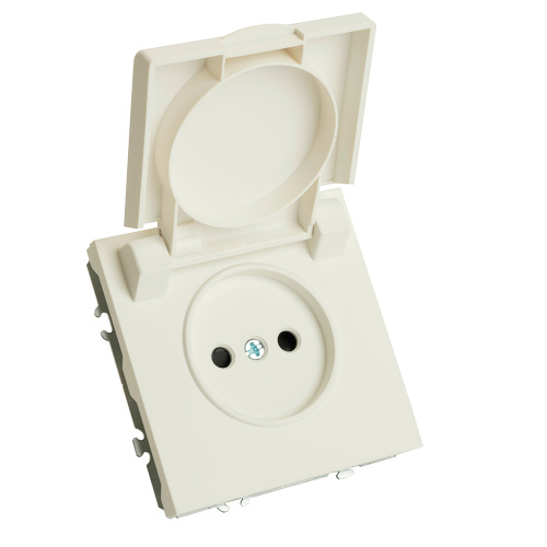 Розетка 1-местная с крышкой с защ. штор, STEKKER, б/з, IP42, 250В, 16А, серия Эмили, RST16-5113-01, белый фарфор, soft touch фото 3