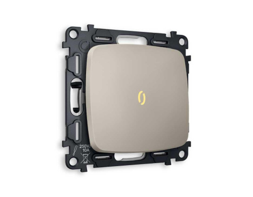 Комплект механизма 1-кл выключателя AMBRELLA VOLT с подсветкой 3200K OMEGA Серо-бежевый матовый QUANT (OP3620, VM101, G11Y) MO362010