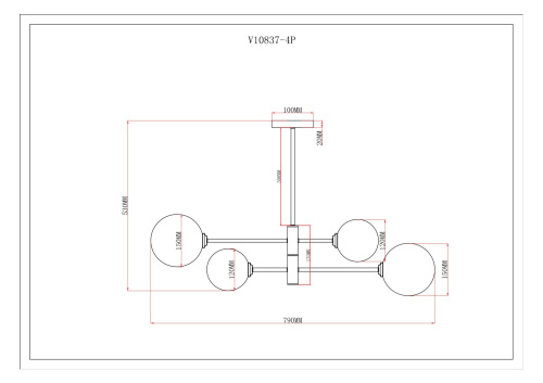 Светильник подвесной Moderli V10837-4P Molecule фото 5