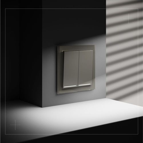 Выключатель встраиваемый Voltum S70 двухклавишный с подсветкой 10А, (шелк) VLS020204 фото 7