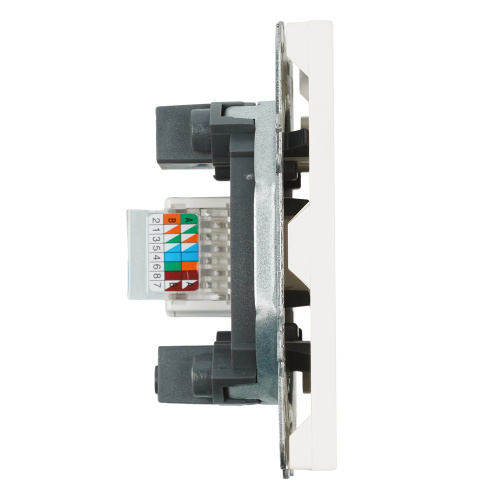 Розетка компьютерная 1-местная RJ-45 (механизм), STEKKER, серия Эмили, RST00-5117-01, белый фарфор, soft touch фото 3