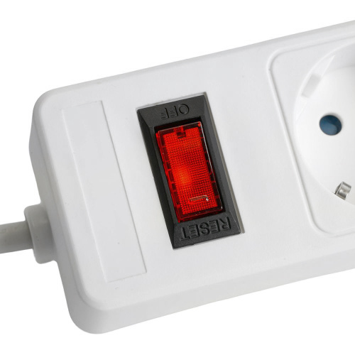 Сетевой фильтр 5-местный с/з STEKKER HM20-51-02 3x1мм2, 1,8 м, серия Optima, белый фото 4