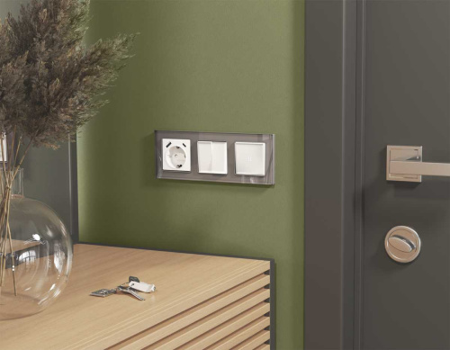 Комплект механизма 2-клавишного перекрестного выключателя 10A-250V Ambrella Volt ALFA Белый матовый QUANT (AP1230, VM125) MA123030 фото 2