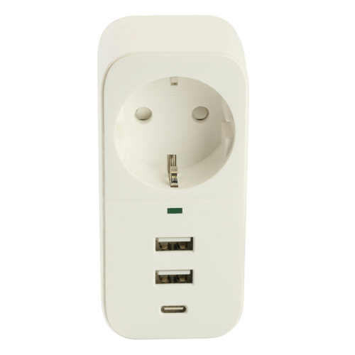 Сетевой фильтр 1-местный с/з STEKKER 250В, 16А,  2USB+1Type-C 2,4 A, серия Nova, HM81-11-1, белый фото 2