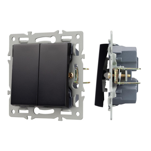 Механизм выключателя двухклавишный непроходной SWT-MK02-PL-BK (250V, 16A) Arlight 043725 Механизм выключателя двухклавишный непроходной SWT-MK02-PL-BK (250V, 16A) Arlight 043725
