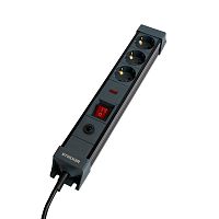 Сетевой фильтр 3-местный с/з STEKKER 3x1мм2, 3 м, 250В, 16А, серия Techno, HM22-31-03, черный