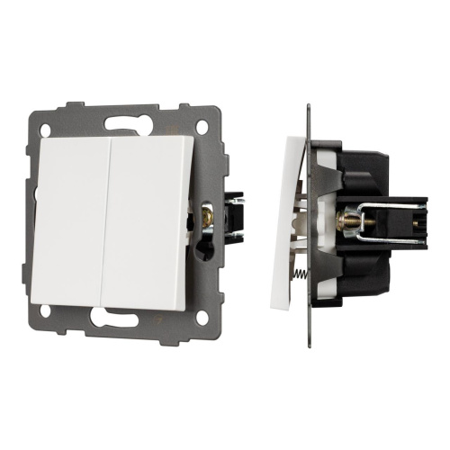 Механизм выключателя двухклавишный самовозвратный SWT-MKR2-PL-WH-V (250V, 10A) Arlight 049883