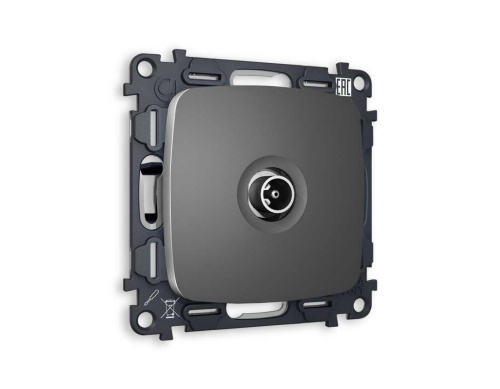 Комплект механизма TV розетки проходной AMBRELLA VOLT OMEGA Антрацит серый 5-1000 MHz 4dB QUANT (OP6630, VM211) MO663030