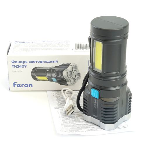 Фонарь ручной Feron TH2409 с аккумулятором Type-C фото 11